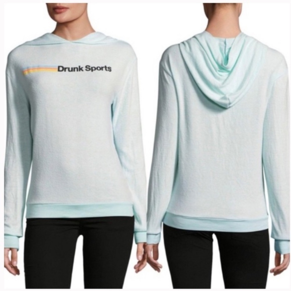 NWOT WILDFOX Drunk Sports Aqua Gypsy Pullover Hoodie Sz. S